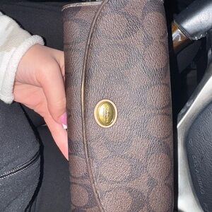 Coach Brown Signature Wallet with Gold Accent